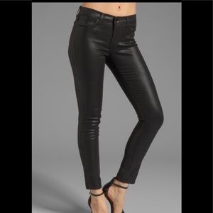 Coated black brand skinny jeans